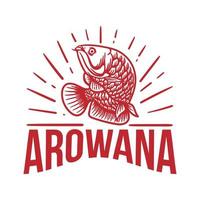 vintage red arowana fish logo on white background