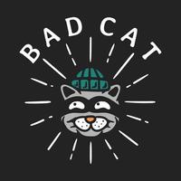 vintage style thieving cat head illustration vector