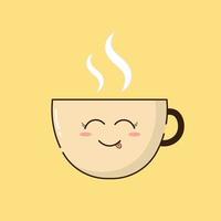 Cute happy coffee cup vector icon illustration.