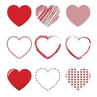 Collection of cute hearts vector illustration.