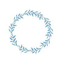 Blue leaves frame , watercolor greenery frame vector