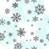 Winter blue seamless pattern with silver snowflakes vector