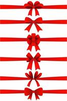 set of red bows with ribbons. Bow collection on white background