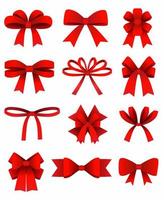 Set of red bows. Ribbon collection vector