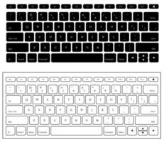 Laptop computer keyboard. Black and white button style. Vector illustration