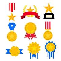 Set of trophy and award icon for champion. Vector illustration