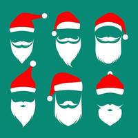 Santa hat, mustache and beard. Christmas elements for your festive design. Vector Illustration