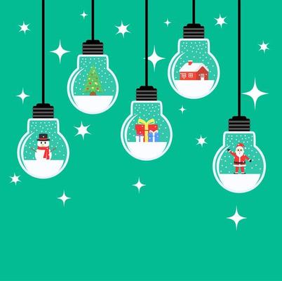 Christmas bulb for greeting card, poster. Vector Illustration