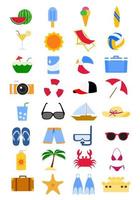 conjunto de iconos de vacaciones de verano. colección de iconos de vacaciones en la playa vector