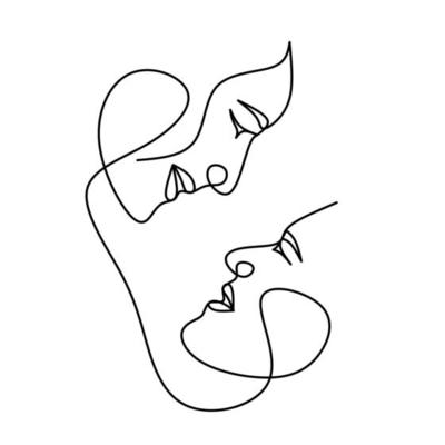 Premium Vector  One line drawing couple kissing face illustration in line  art style