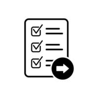 document check list with forward arrow icon vector