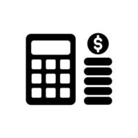 calculator with stack of coin icon vector