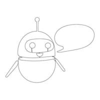 Robot chatbot icon. Cute AI bot helper mascot character symbol business assistant. Continuous line drawing. Vector illustration.