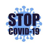 detener la señal del coronavirus covid-19. Detenga el texto covid-19 con el icono del virus corona. ilustración vectorial. plano. vector
