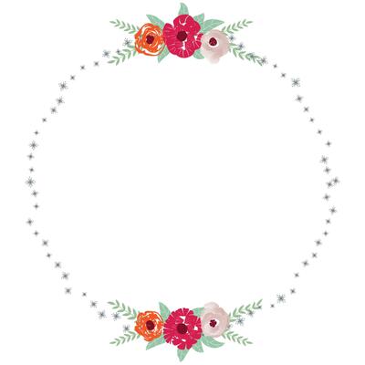 Floral Frame Collection. flowers circle frame arranged un a shape of the wreath perfect for wedding invitations and birthday cards