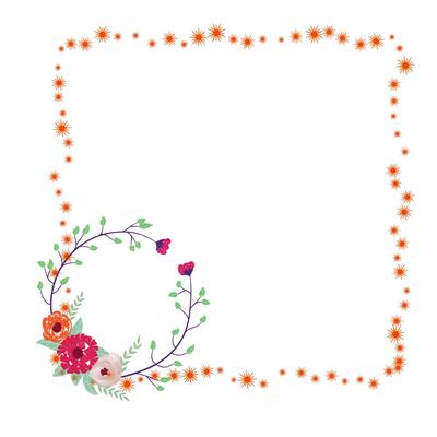 Floral Frame Collection. flowers circle frame arranged un a shape of the wreath perfect for wedding invitations and birthday cards