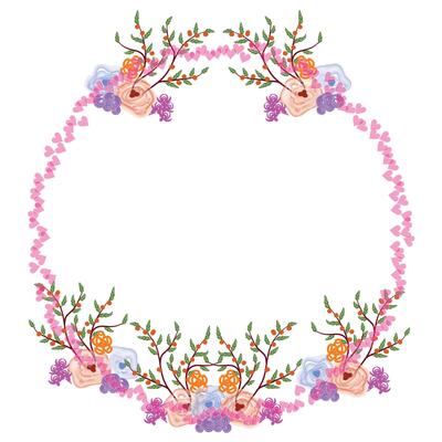 Floral Frame Collection. flowers circle frame arranged un a shape of the wreath perfect for wedding invitations and birthday cards