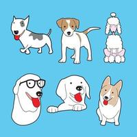 conjunto de vector de ilustración de perros lindos