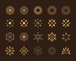 conjunto de 20 símbolos abstractos vectoriales de loto vector