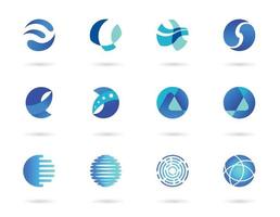 Blue circle abstract and technology logo symbol set vector