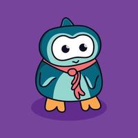 Cute doodle mascot of penguin vector