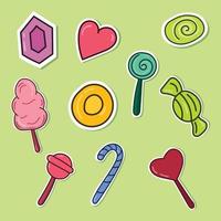 bundle collection of hand drawn candy sticker vector