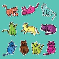 colección de lindo vector de etiqueta de gato dibujado a mano