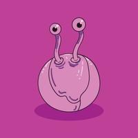 Cute doodle mascot of snail monster illustration