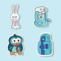 hand drawn sticker of cute monster character vector