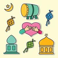 hand drawn of ramadhan sticker vector