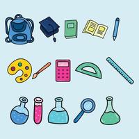 collection of school set tool hand drawn vector