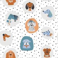 patrón sin fisuras con perros lindos, lunares. para niños y mascotas. ilustración vectorial. vector
