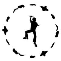 silueta de un joven escalador en un muro de escalada. deporte, extremo. ilustración vectorial. vector