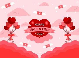 Fondo de feliz día de San Valentín con diseño de vector de objetos encantadores