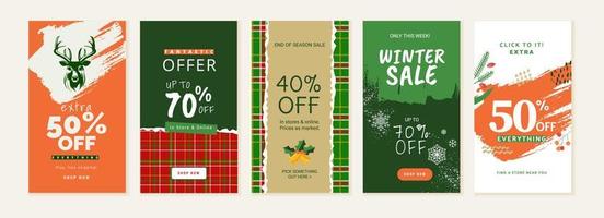 Winter sale. Vector illustrations for web and social media sale banners, shopping and e-commerce, store branding, sale tags and coupons, product promotion, marketing.