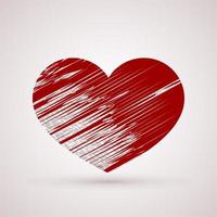 corazón rojo grunge. símbolo de amor. Ilustración de vector de día de San Valentín. plantilla de diseño fácil de editar.