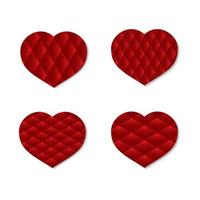 Set of four polygonal hearts isolated on white background. Low poly style. Valentine s Day vector illustration. Love story symbol. Easy to edit design template.