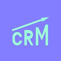 CRM lettering with arrow of growth. Customer relationship management vector illustration. Software for working with clients. Modern technologies of business automation.
