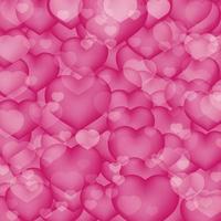 Hot pink hearts 3d background. Valentine s day shiny greeting card. Romantic vector illustration. Easy to edit design template.