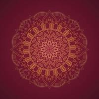 Gold mandala on red background vector