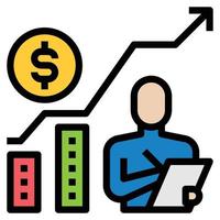 CUSTOMER STATISTICS ICON LINE COLOR . vector