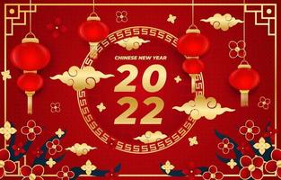 Background of Chinese New Year 2022 with Lantern vector