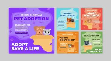 colección adoptar santa paws publicación en redes sociales vector