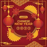 Background of Chinese New Year 2022 with Lantern vector