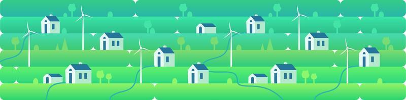 Wind power. Banner wind turbines. Green energy industrial concept. Vector illustration in flat style. Wind power station background. Renewable energy sources