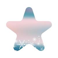 Shape Gradient star in blue with Snowflakes. Beautiful element for background, postcards, discounts, your text or any Winter design. Vector illustration for social media, stories