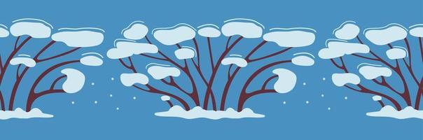 invierno de patrones sin fisuras árbol o arbusto en la nieve. crece en invierno. decoración para el diseño de año nuevo. diseño de cinta adhesiva. ilustración vectorial simple en estilo plano sobre fondo azul vector