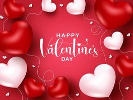 Valentines day vector banner background. Happy valentine's day greeting text with heart balloon and paper cut elements for romantic valentine's day design. Vector illustration