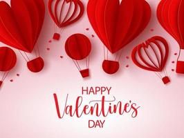 Valentine's vector background template. Happy valentine's day text In empty space for messages with heart shape paper cut elements for valentine greeting card design. Vector illustration