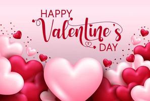 Valentines day vector background template. Happy valentine's day text in empty space for love messages with 3d heart for valentine's day greeting card design. Vector illustration